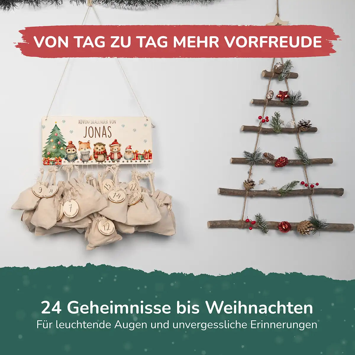 Personalisierbarer Adventskalender farbig - Weihnachtsglück