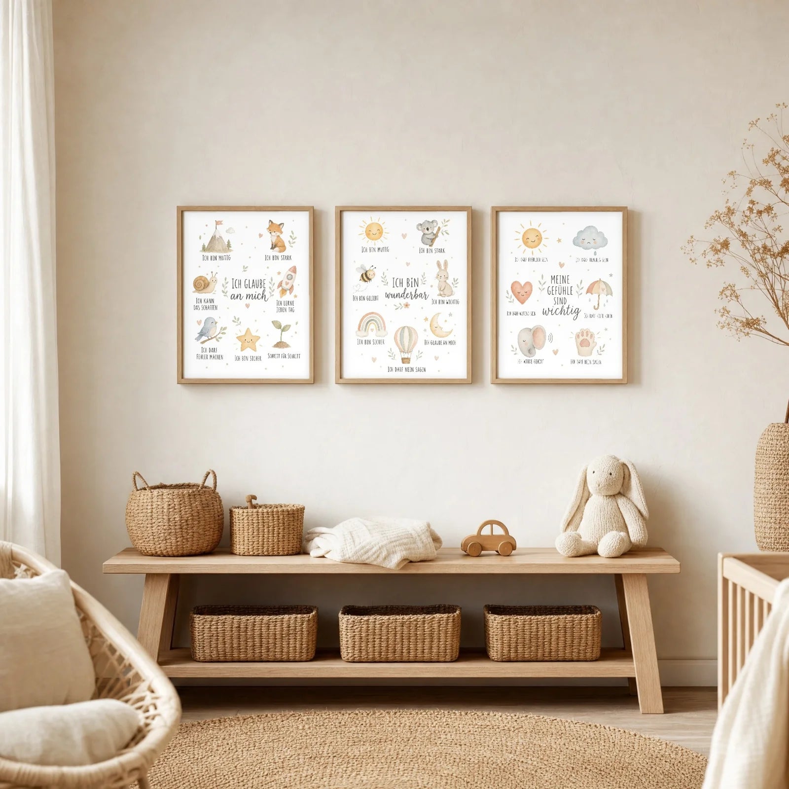 Affirmationsposter Kinderzimmer Collage Ich bin wunderbar, im Jungenzimmer