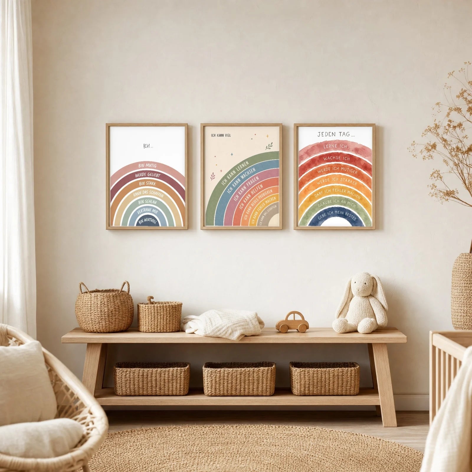 Affirmationsposter Kinderzimmer Regenbogen Ich kann viel, im Jungenzimmer
