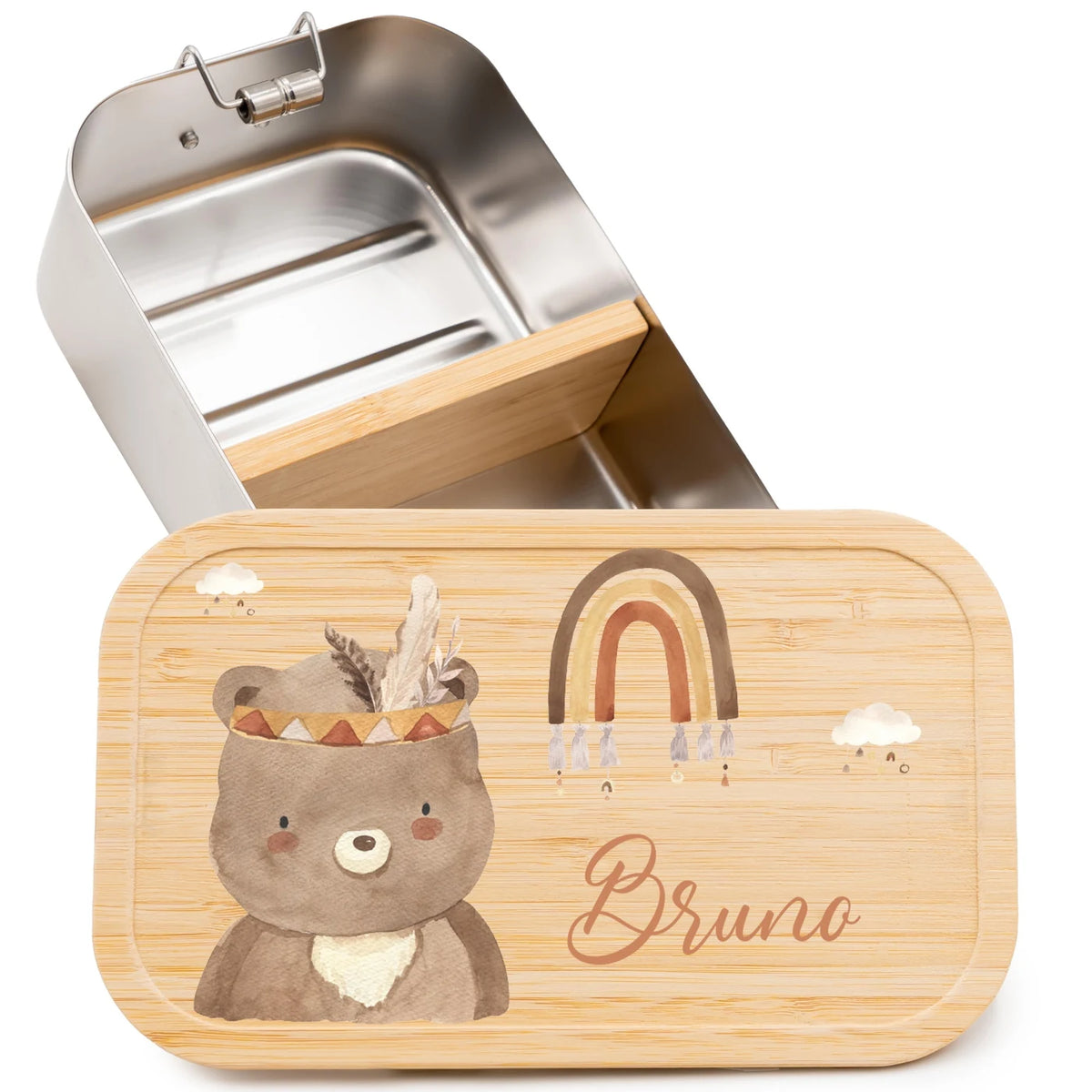 Brotdose Kinder personalisiert -  Bär Boho
