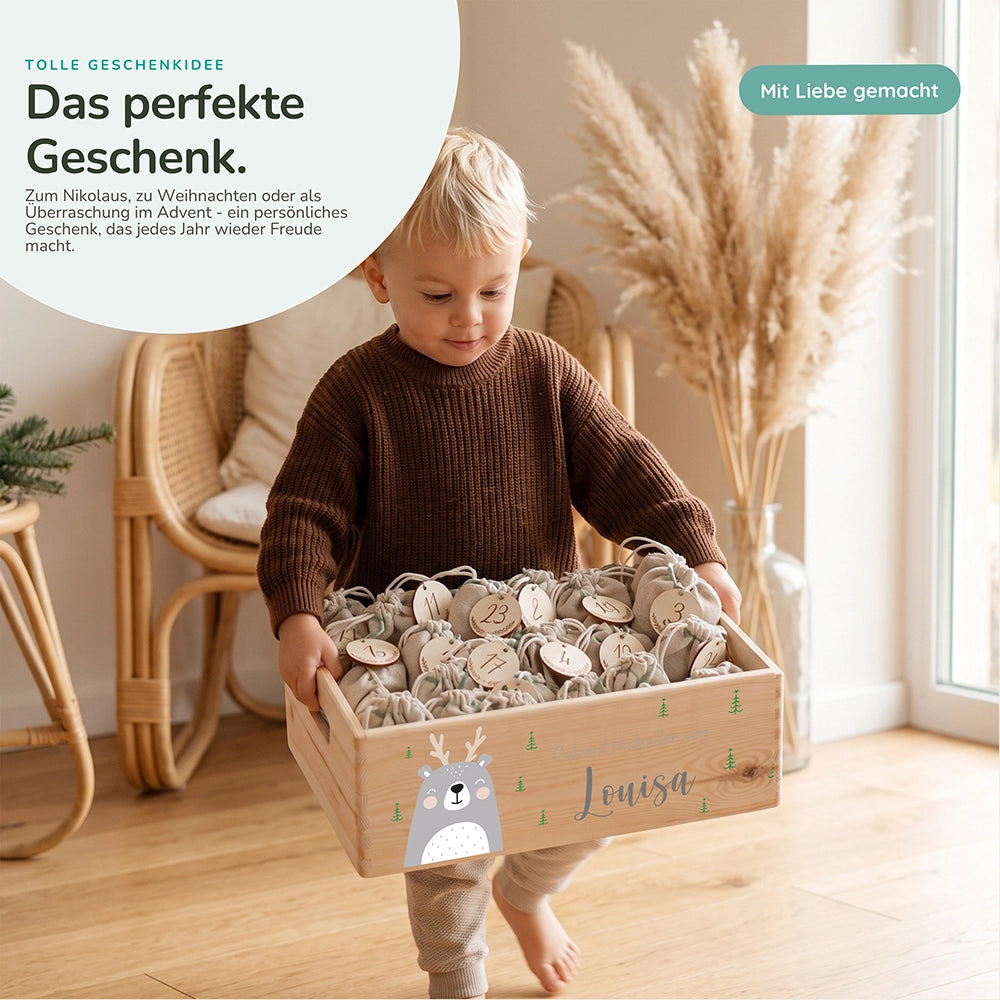 Personalisierter Adventskalender zum Befüllen - Rentier Boho