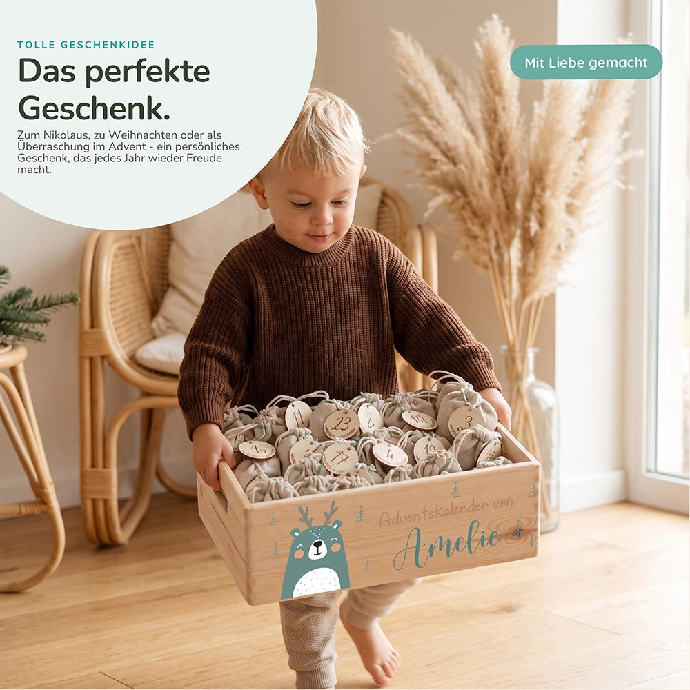 Personalisierter Adventskalender zum Befüllen - Boho Reh