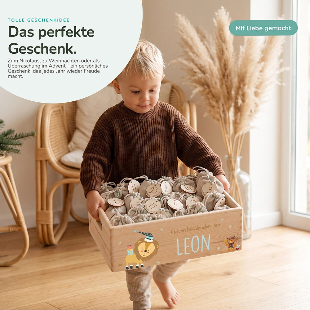 Personalisierter Adventskalender zum Befüllen - Löwe und Bär