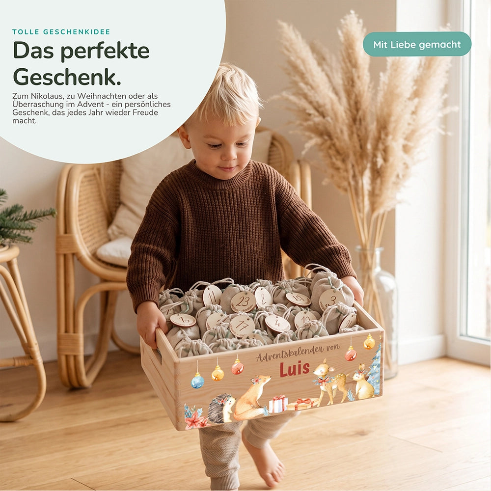 Personalisierter Adventskalender zum Befüllen - Fuchs und Reh