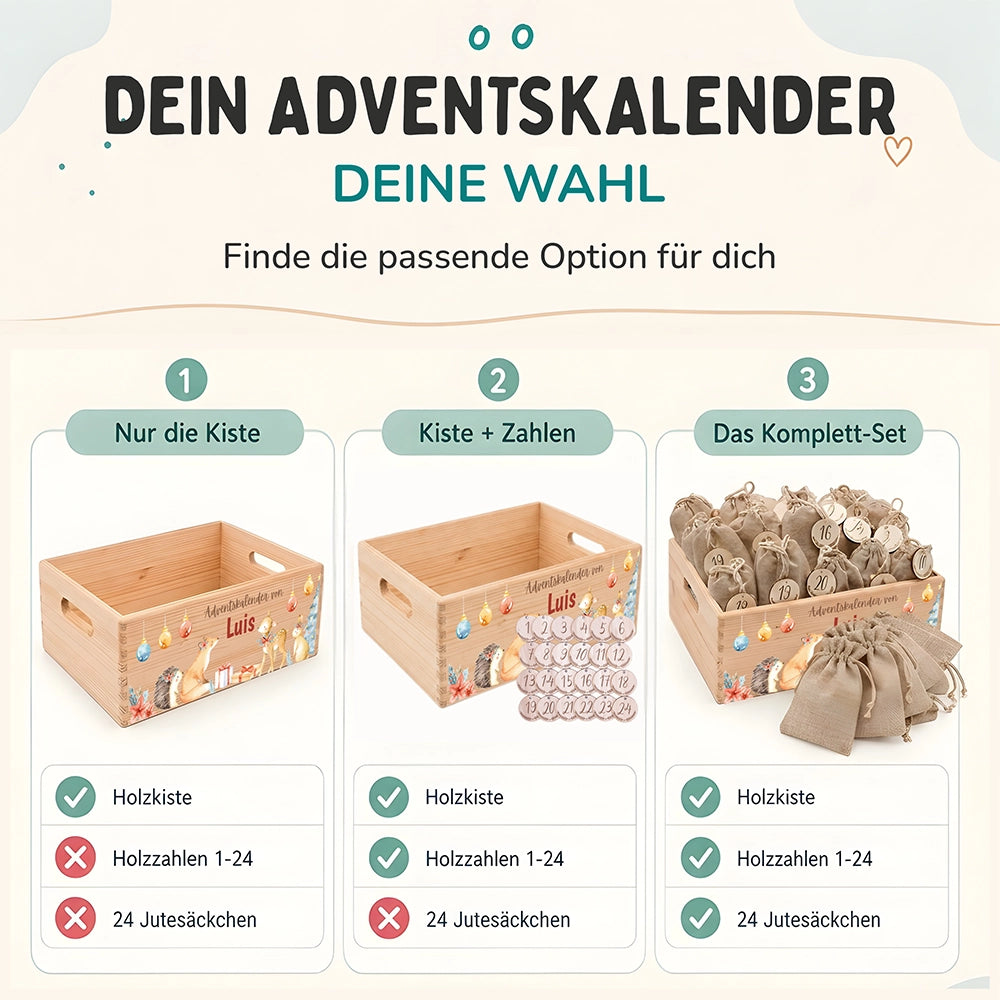 Personalisierter Adventskalender zum Befüllen - Fuchs und Reh