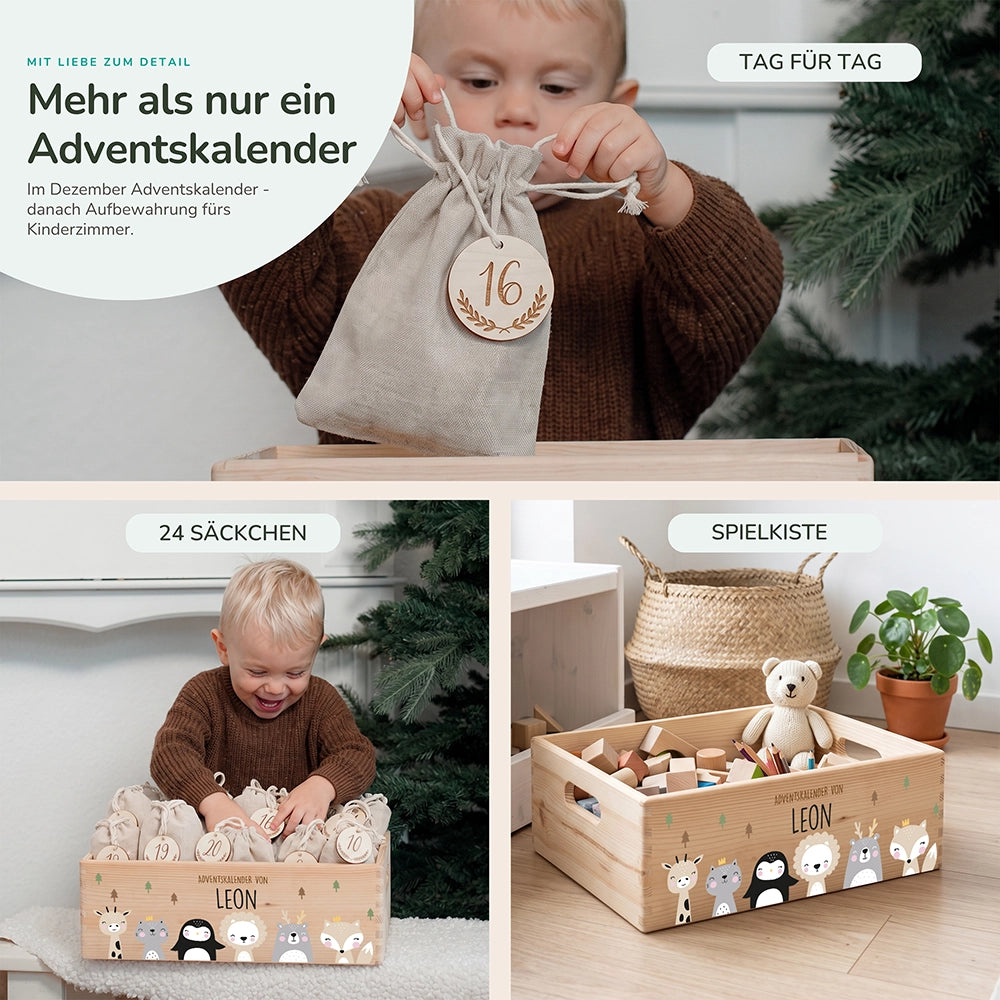 Personalisierter Adventskalender zum Befüllen - Winter Tierfamilie