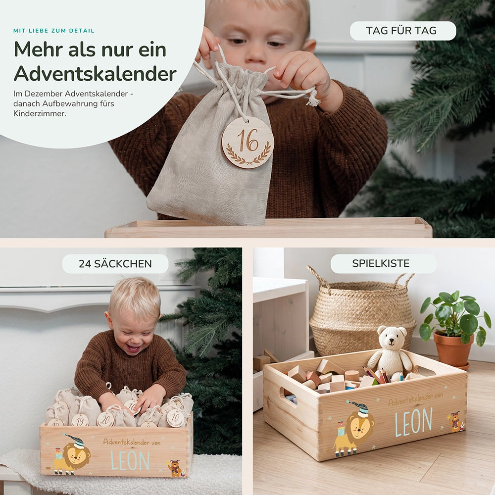 Personalisierter Adventskalender zum Befüllen - Löwe und Bär