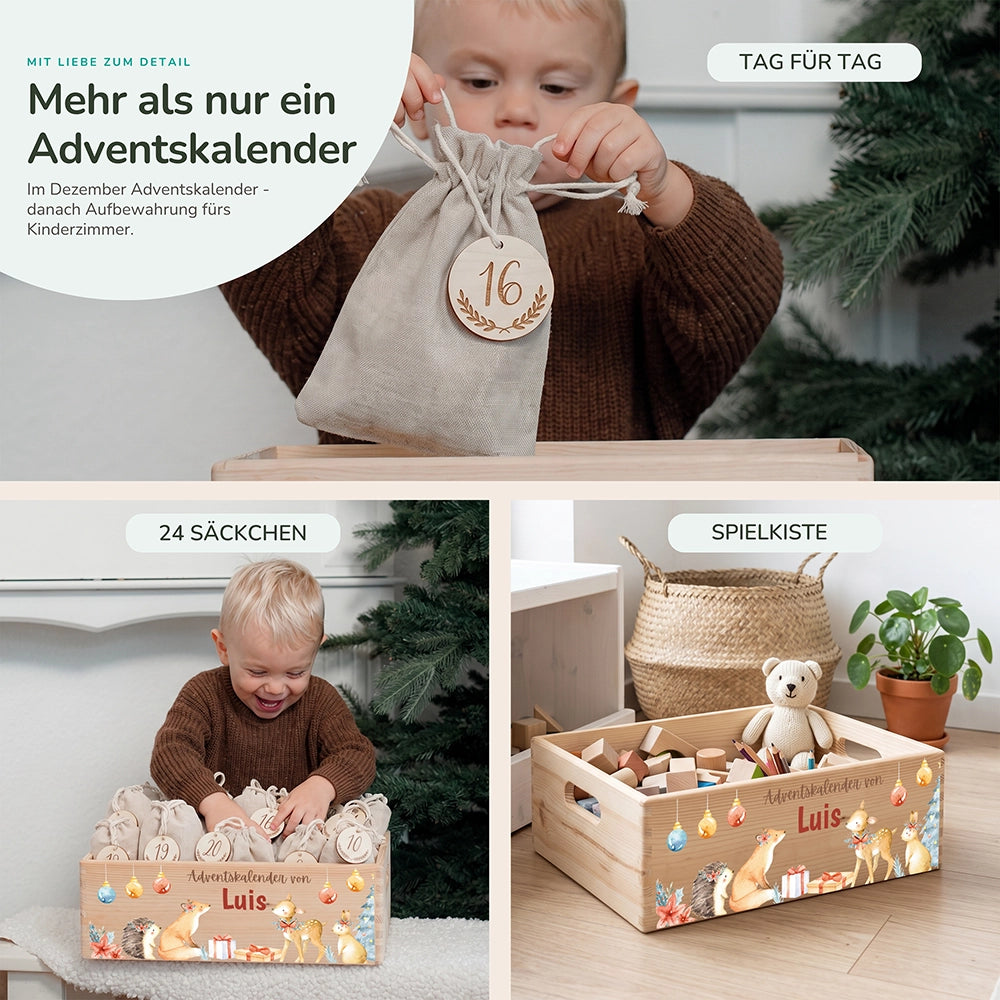 Personalisierter Adventskalender zum Befüllen - Fuchs und Reh