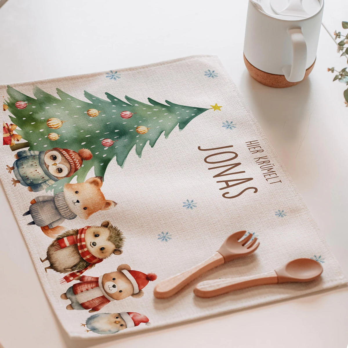 Tischset Kinder personalisiert Weihnachtsmotiv - Zauberpfötchen