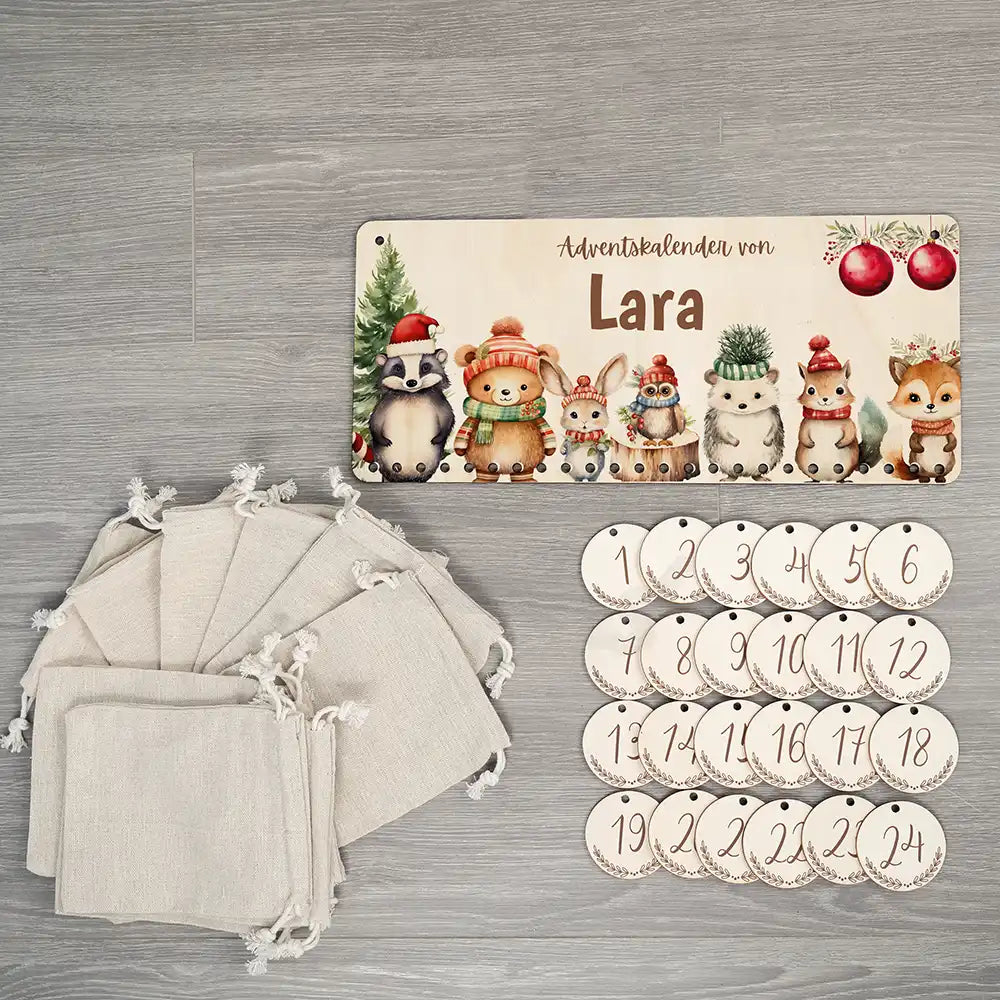 Personalisierbarer Adventskalender farbig - Weihnachtliche Stimmung