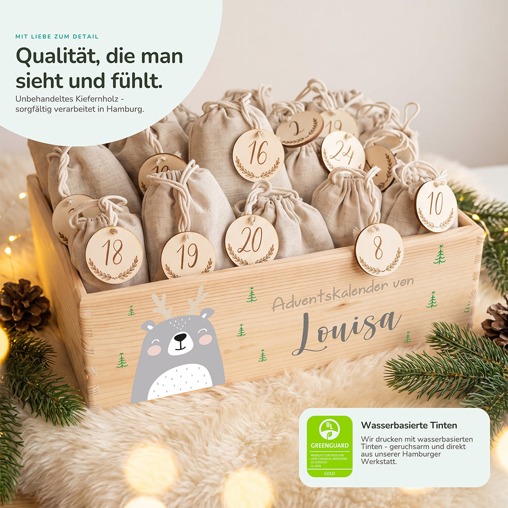 Personalisierter Adventskalender zum Befüllen - Rentier Boho