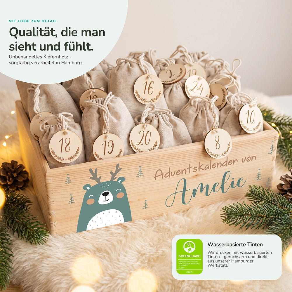 Personalisierter Adventskalender zum Befüllen - Boho Reh