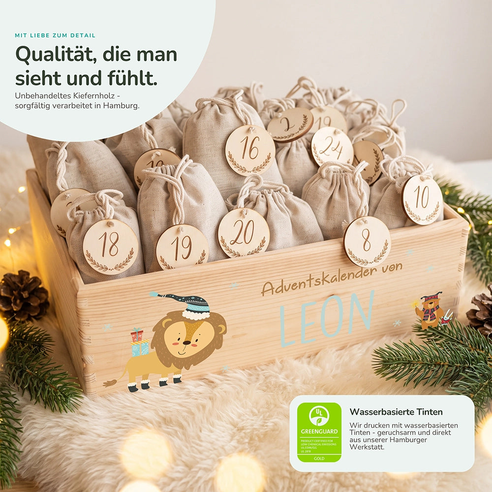 Personalisierter Adventskalender zum Befüllen - Löwe und Bär