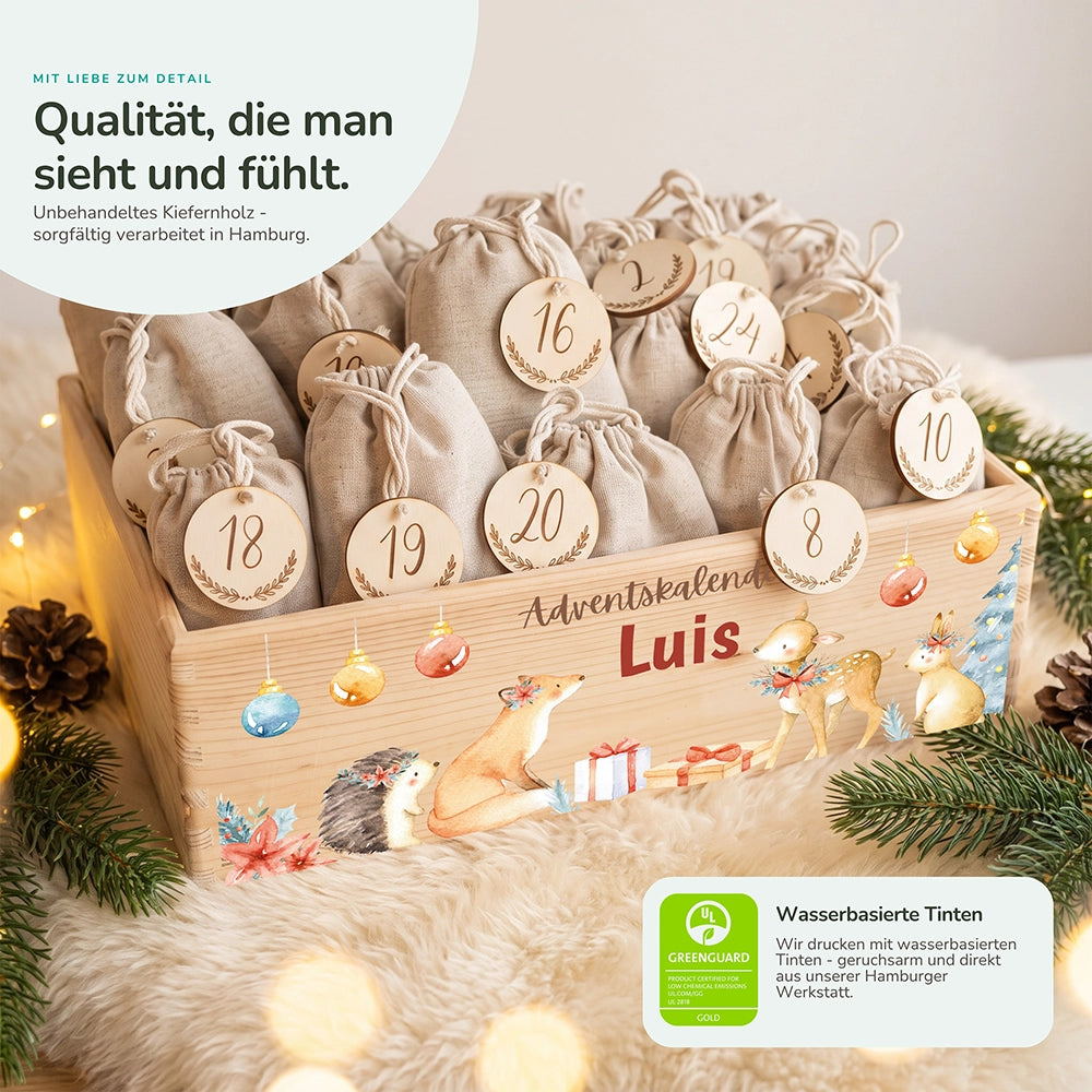 Personalisierter Adventskalender zum Befüllen - Fuchs und Reh