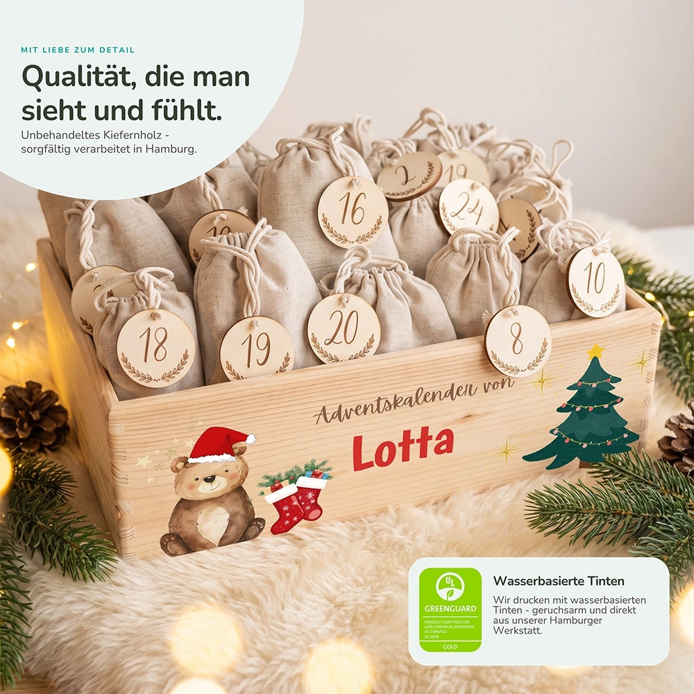 Personalisierter Adventskalender zum Befüllen - Weihnachtsbär