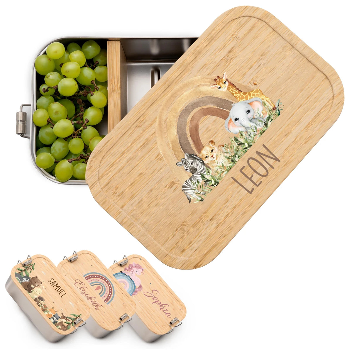 Brotdose Kinder personalisiert - Rainbow Animals