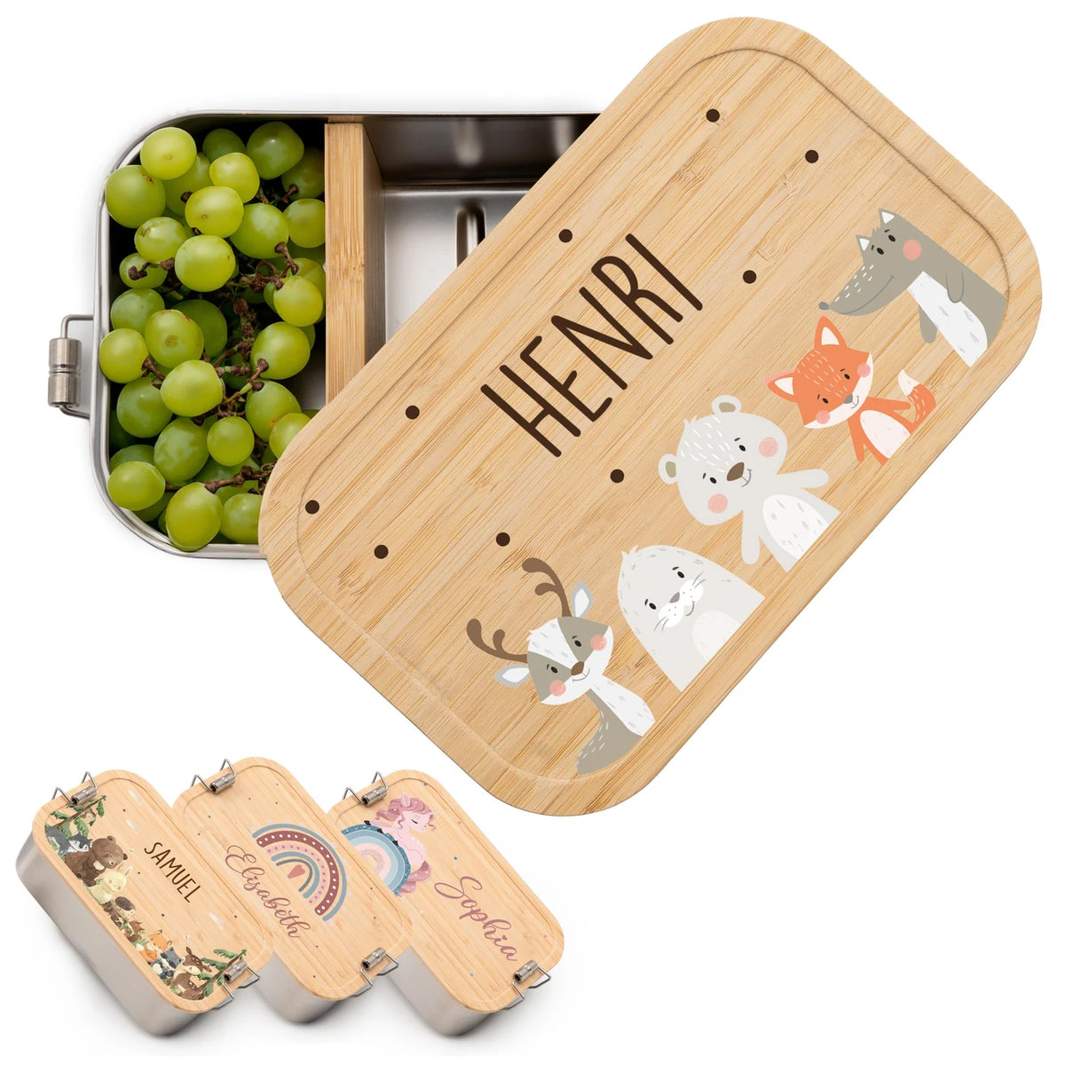 Brotdose Kinder personalisiert - Winter Animals