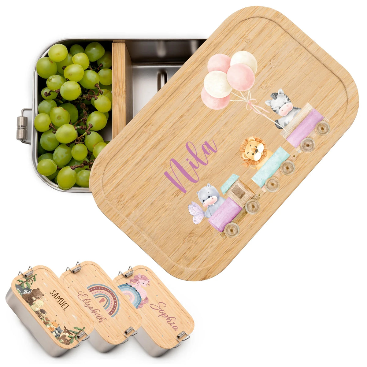 Brotdose Kinder personalisiert - Tiere Eisenbahn