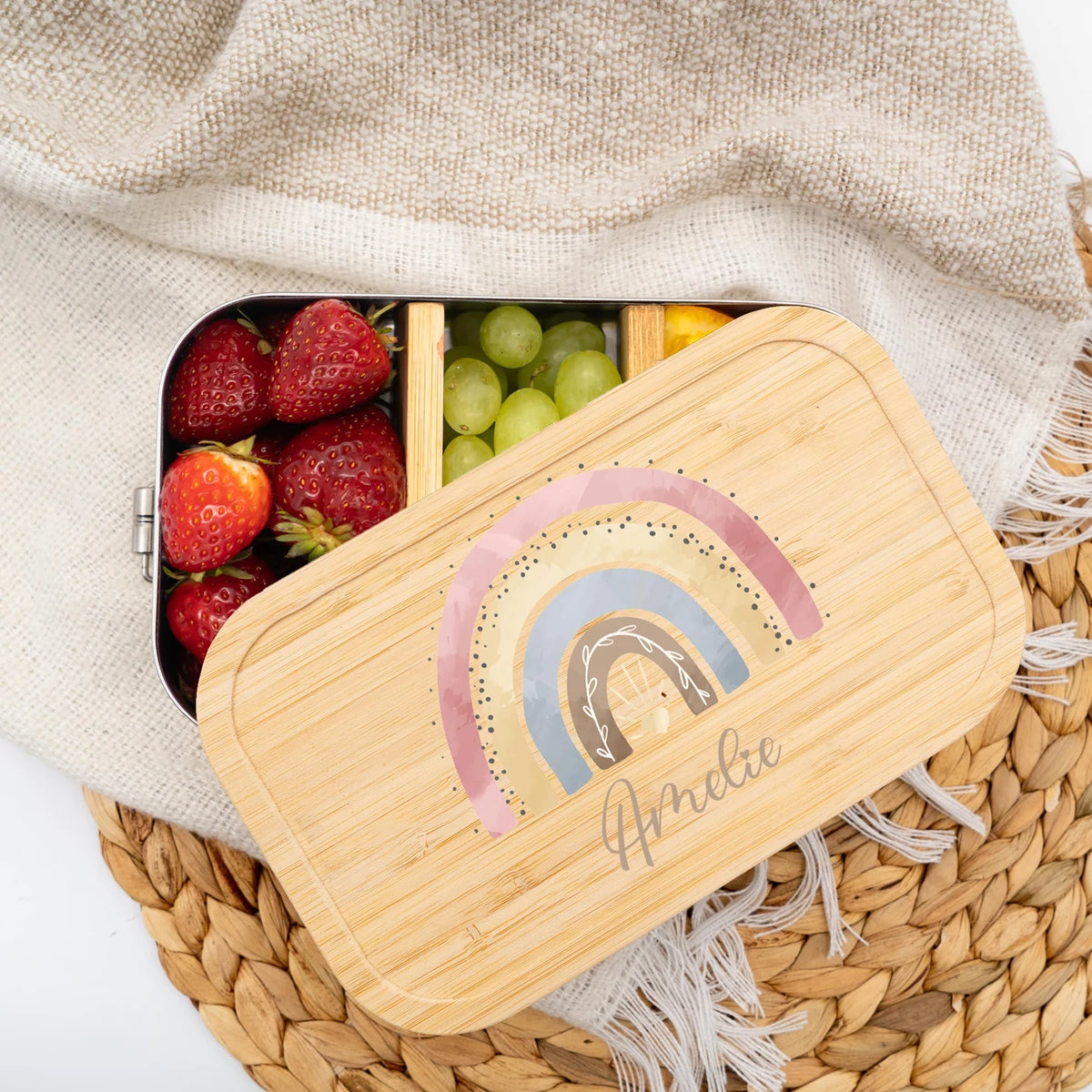 Brotdose Kinder personalisiert - Regenbogen