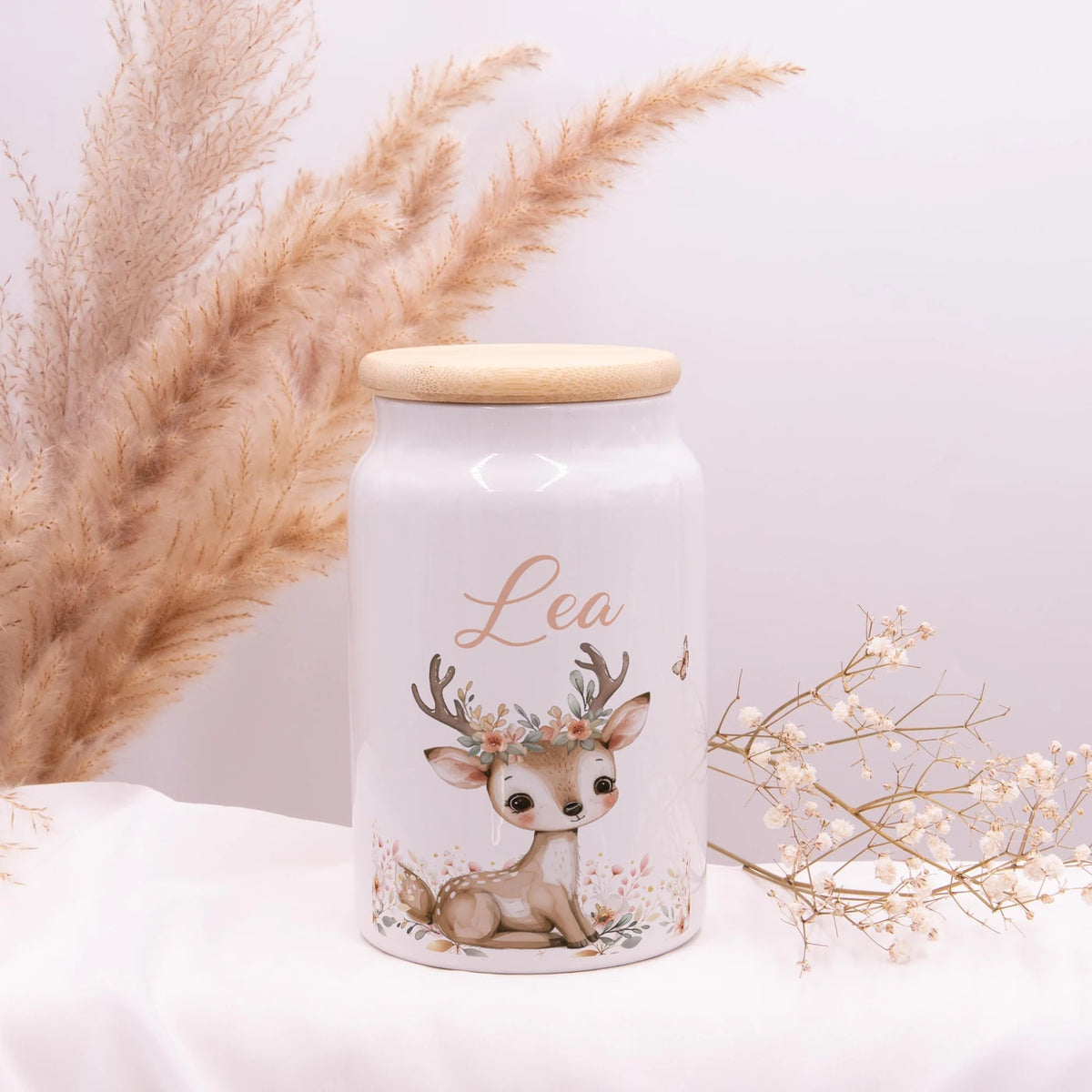 Personalisierbare Keksdose mit Name - Baby Hirsch