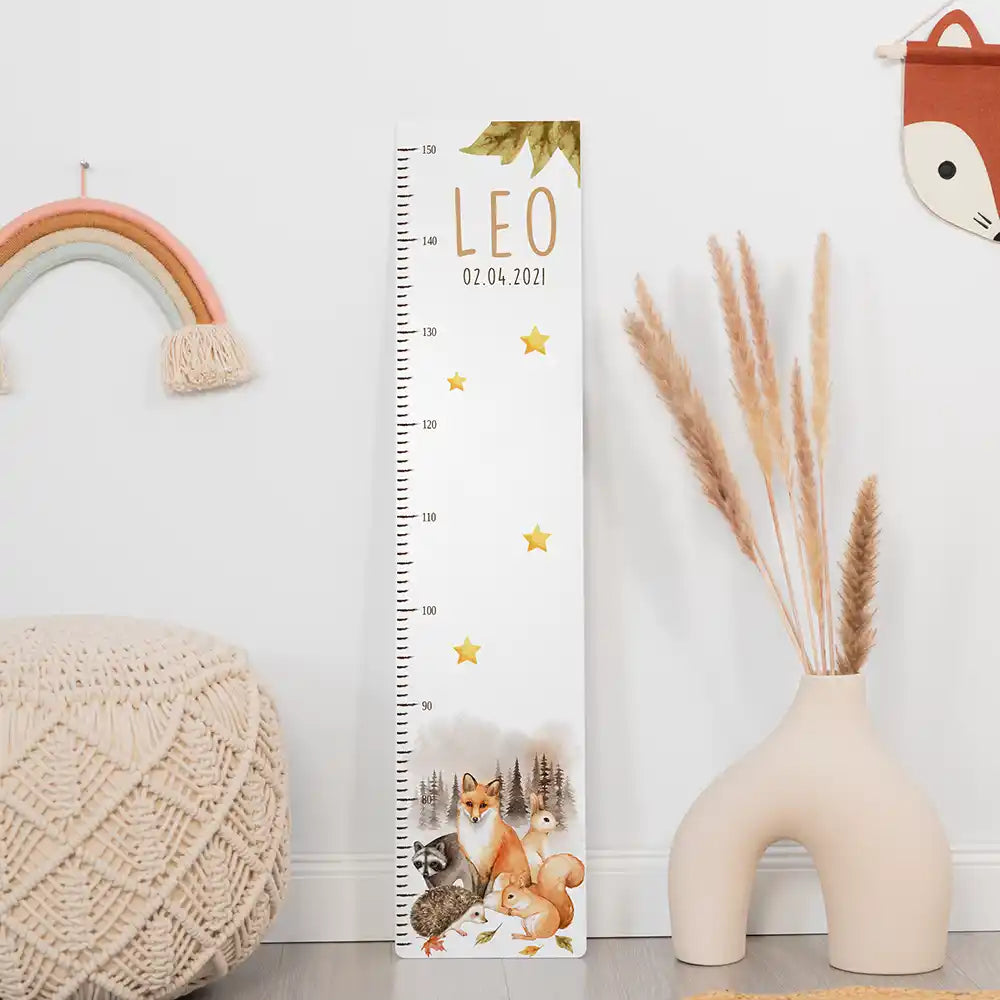 Messlatte Kinder Holz & Aluverbund - Waldfamilie