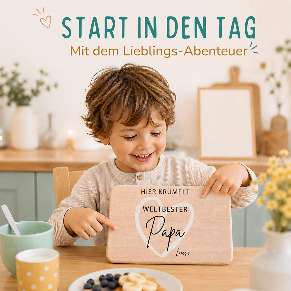 Frühstücksbrettchen Holz Weltbester Papa mit Gravur - Geschenk Vatertag