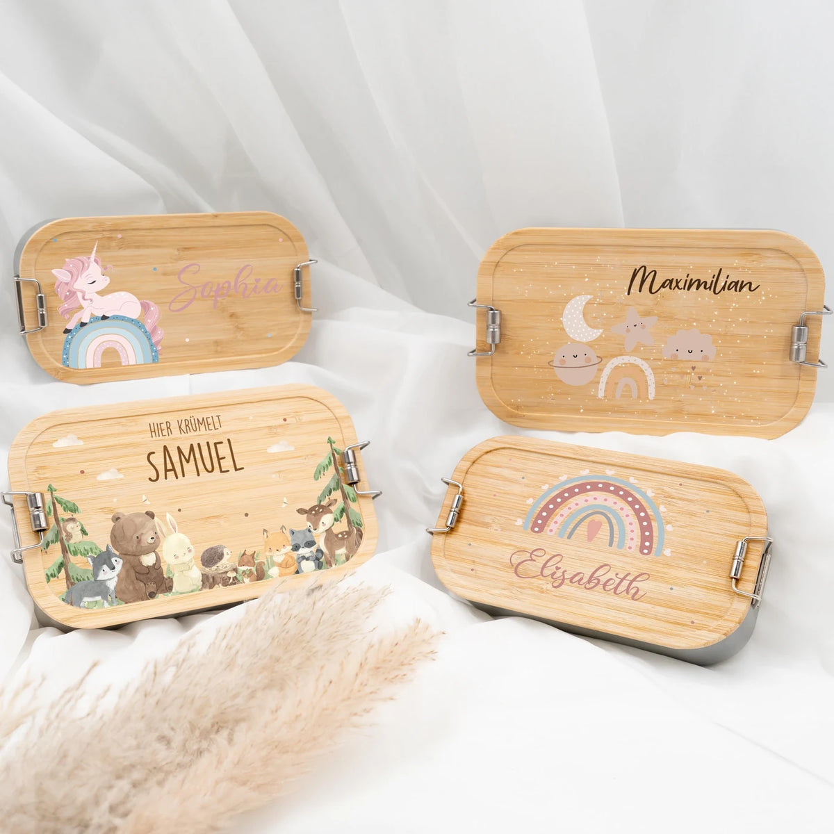 BrBrotdose Kinder personalisiert - Mond Wolke Stern Regenbogen