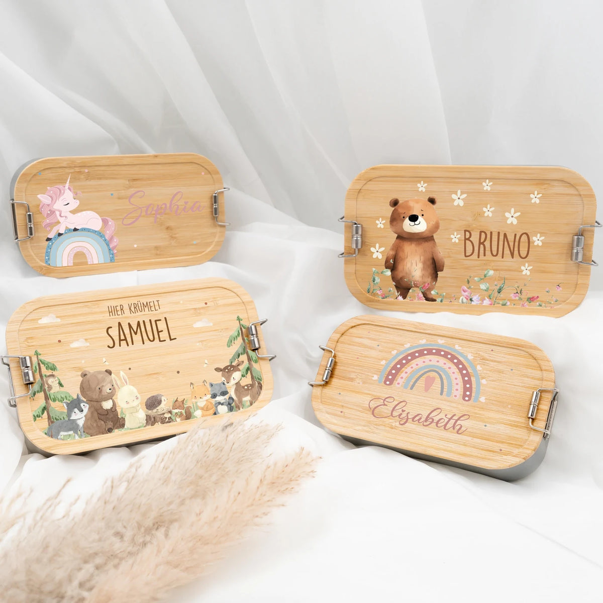 Brotdose personalisiert Bär Blumenwiese