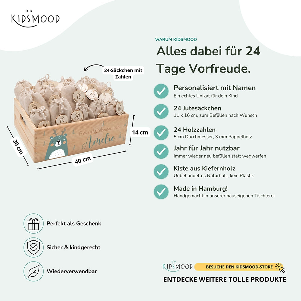 Personalisierter Adventskalender zum Befüllen - Boho Reh