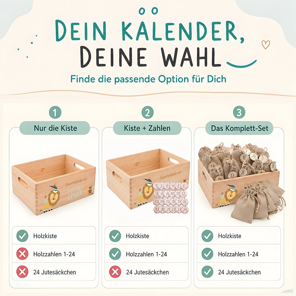 Personalisierter Adventskalender zum Befüllen - Löwe und Bär