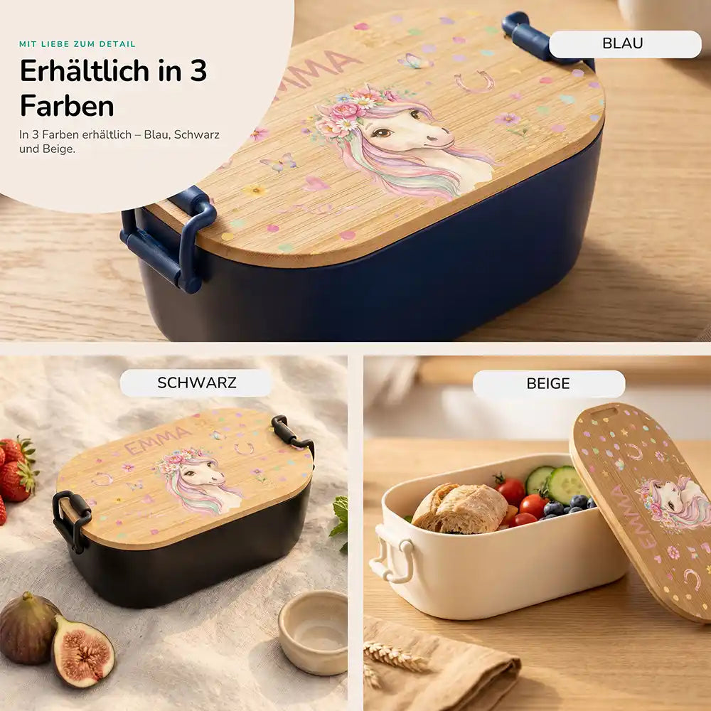 Brotdose Kinder personalisiert Einhorn Blumenkranz, Lifestyle Kita Schule und unterwegs