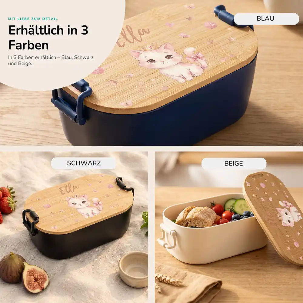 Brotdose Kinder personalisiert Katze mit Krone, Lifestyle Kita Schule und unterwegs