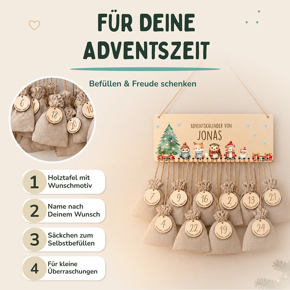 Personalisierbarer Adventskalender farbig - Weihnachtsglück