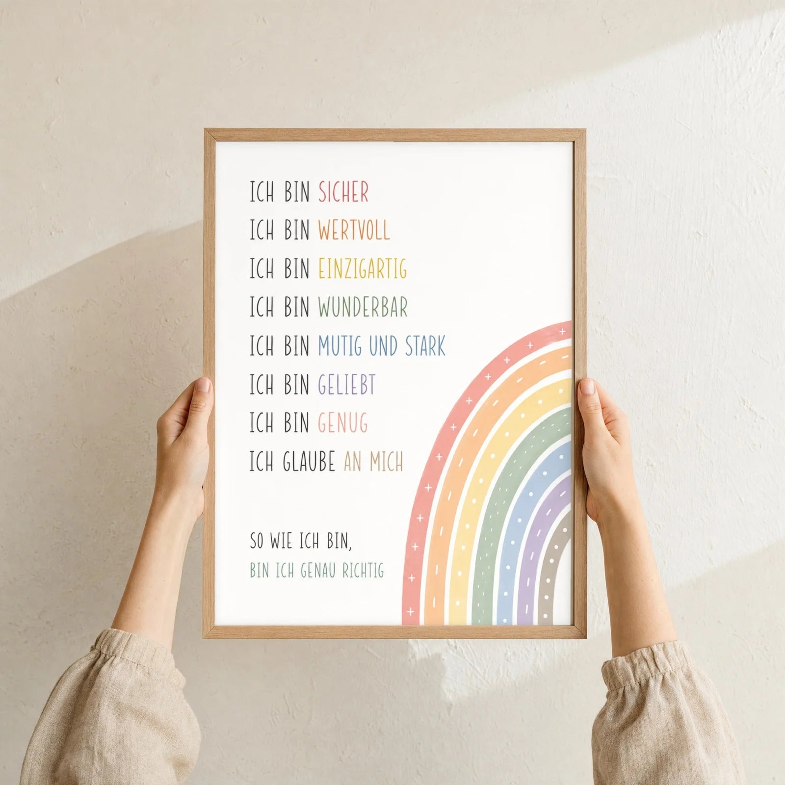 Affirmationsposter Kinderzimmer Minimal Ich bin, Format 30 x 40 cm, Rahmen optional