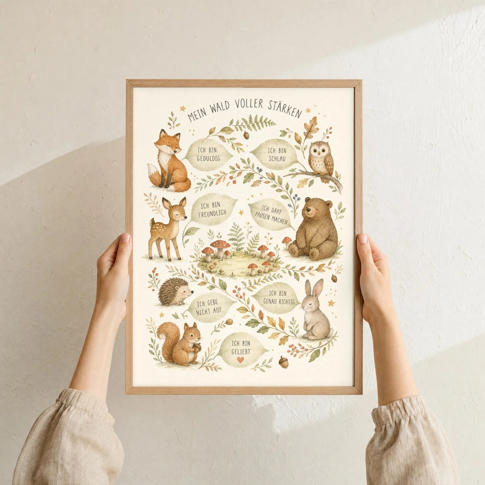 Affirmationsposter Kinderzimmer Wald voller Stärken, Format 30 x 40 cm, Rahmen optional