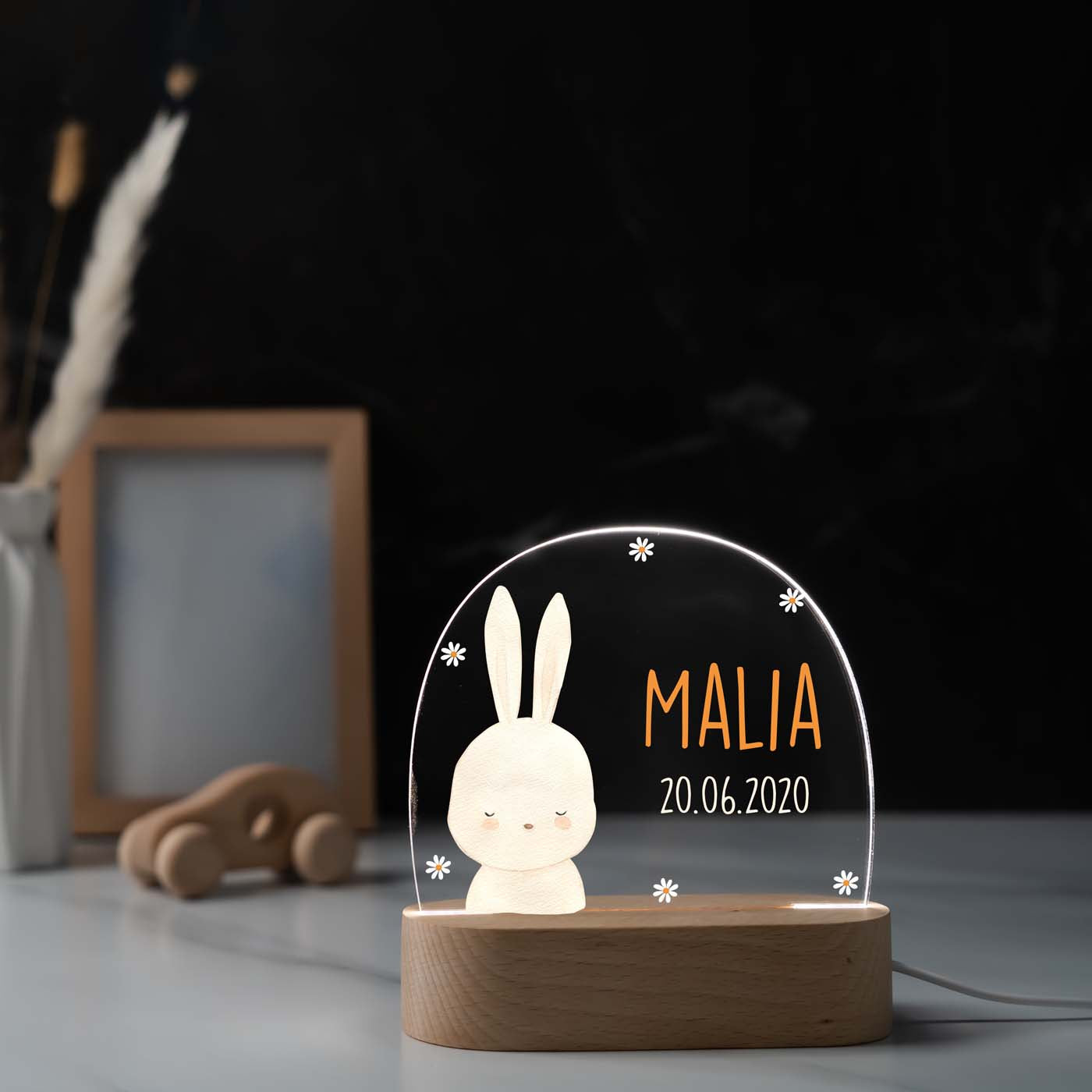 Personalisierte Nachtlampe für Kinder - Baby-Hase