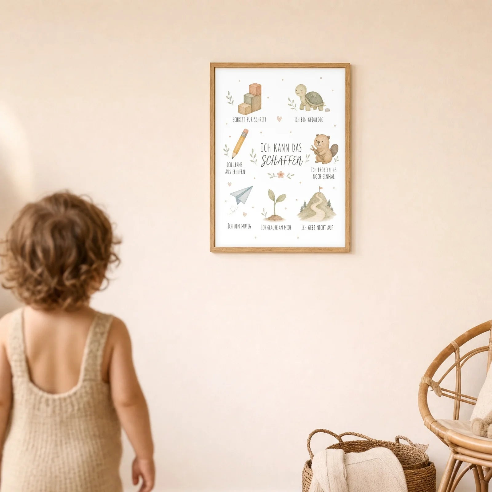 Affirmationsposter Kinderzimmer Collage Ich kann das schaffen, im Detail auf 300 g Papier