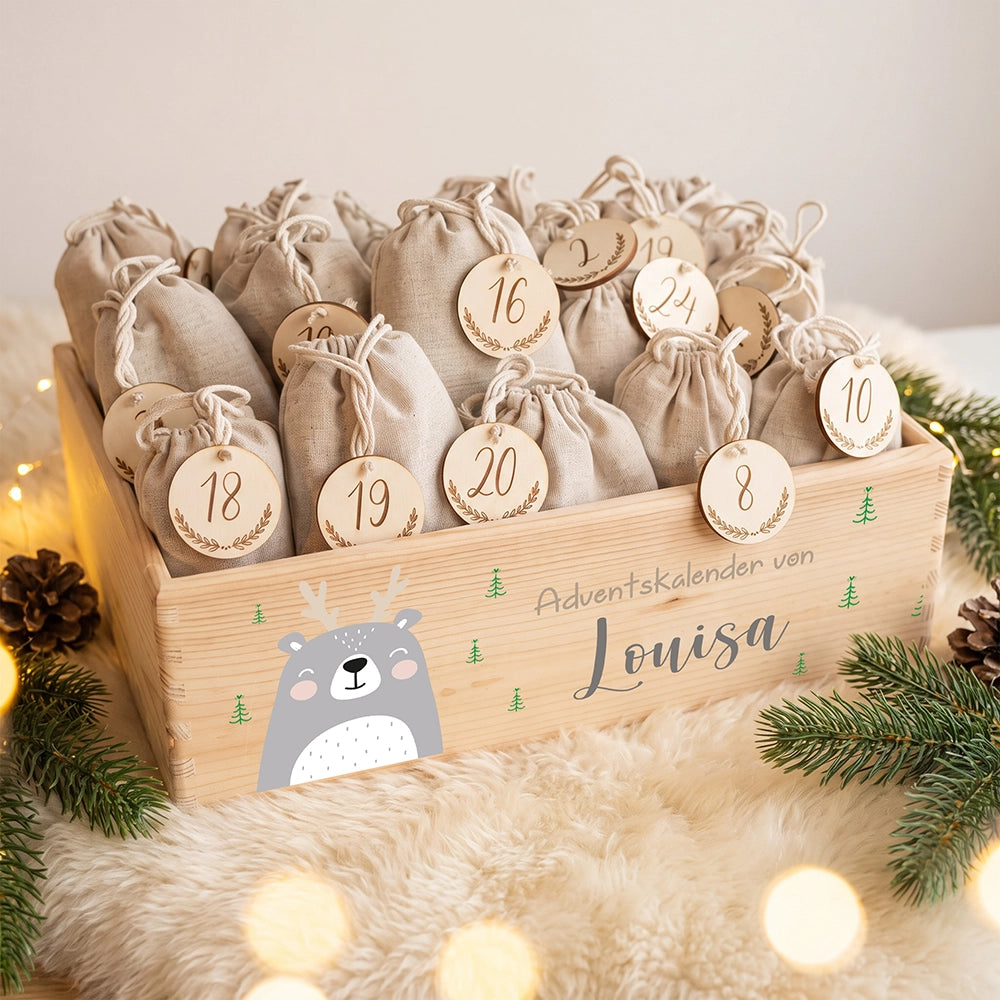 Personalisierter Adventskalender zum Befüllen - Rentier Boho