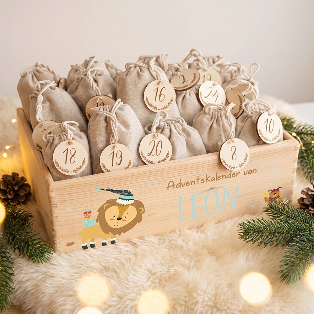 Personalisierter Adventskalender zum Befüllen - Löwe und Bär
