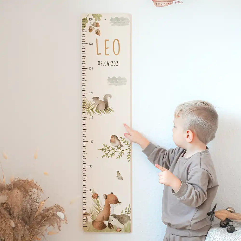 Messlatte Kinder Holz & Aluverbund - Tiere im Wald