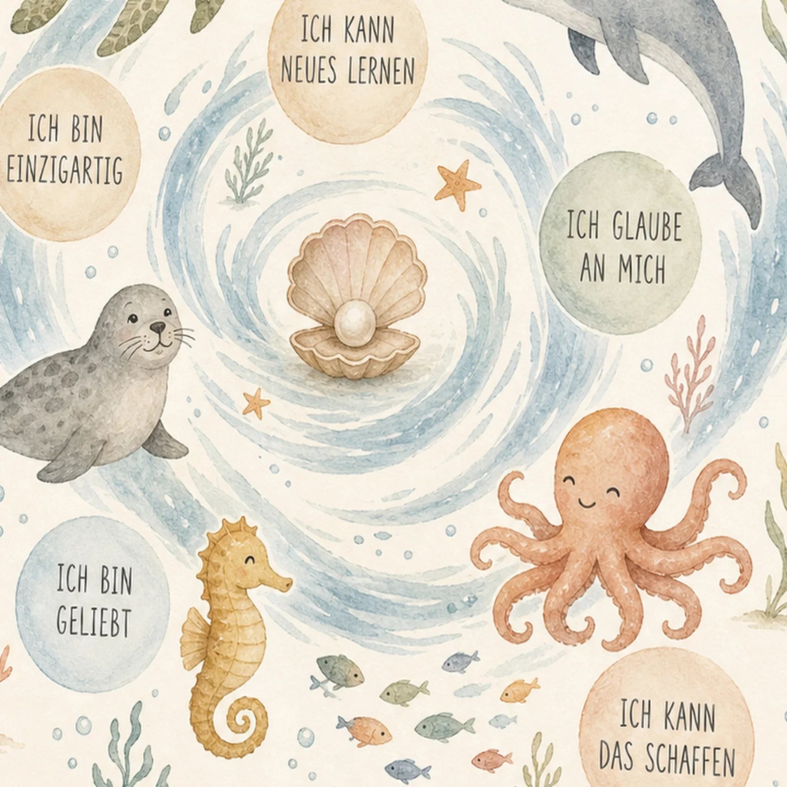 Affirmationsposter Kinderzimmer Meeres-Stärken, als Wandbild im Format 30 x 40 cm