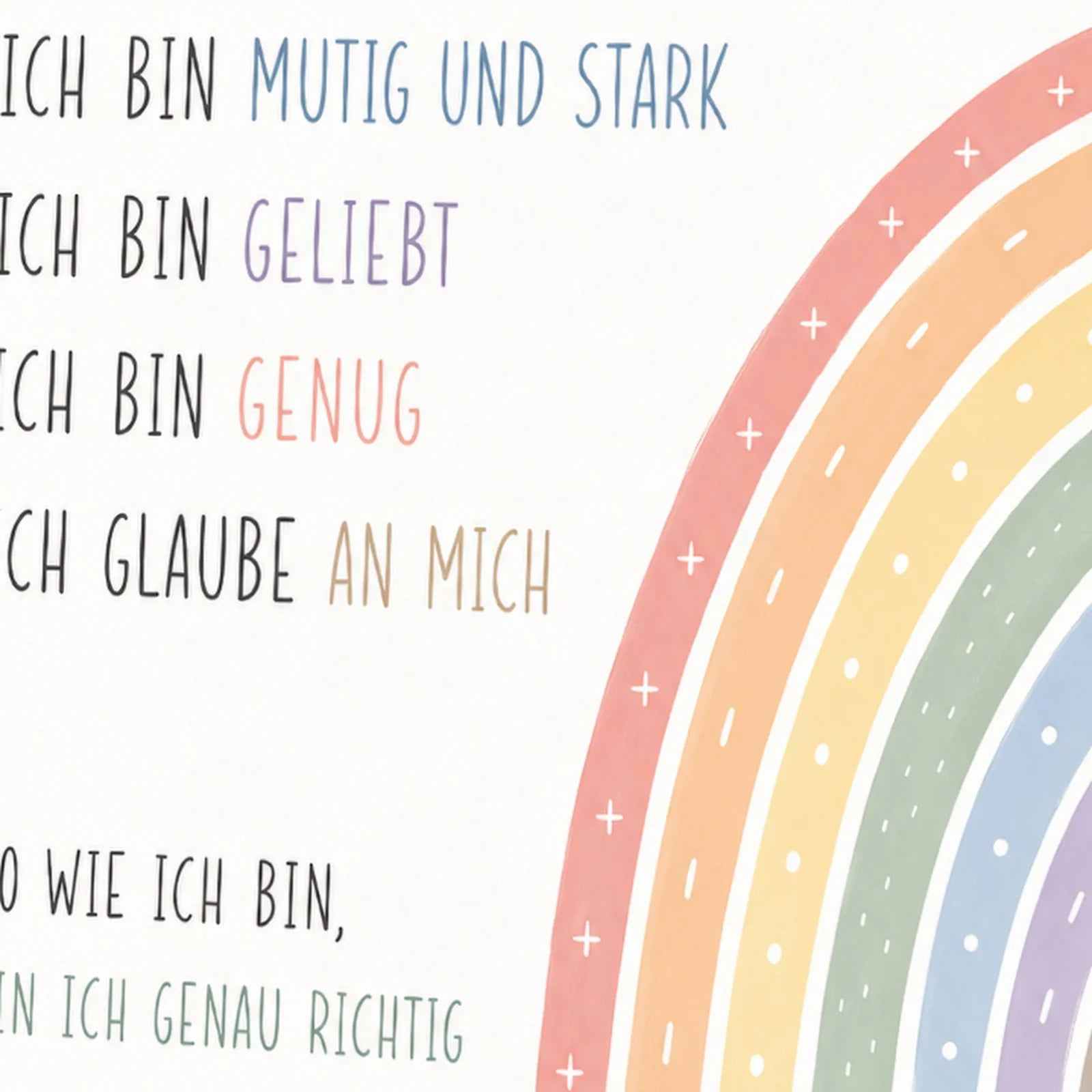 Affirmationsposter Kinderzimmer Minimal Ich bin, als Wandbild im Format 30 x 40 cm