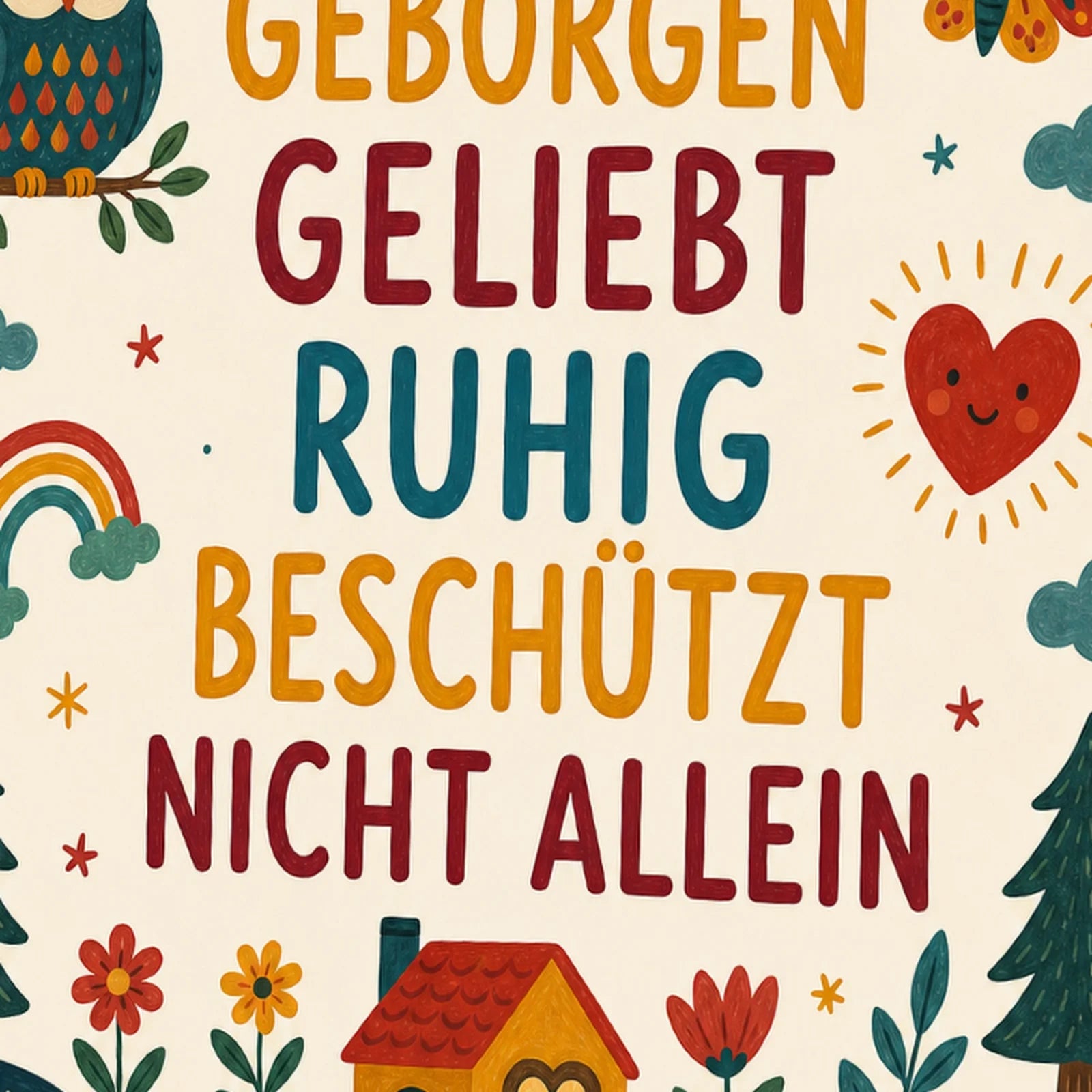 Affirmationsposter Kinderzimmer Nachthimmel Ich bin sicher, als Wandbild im Format 30 x 40 cm