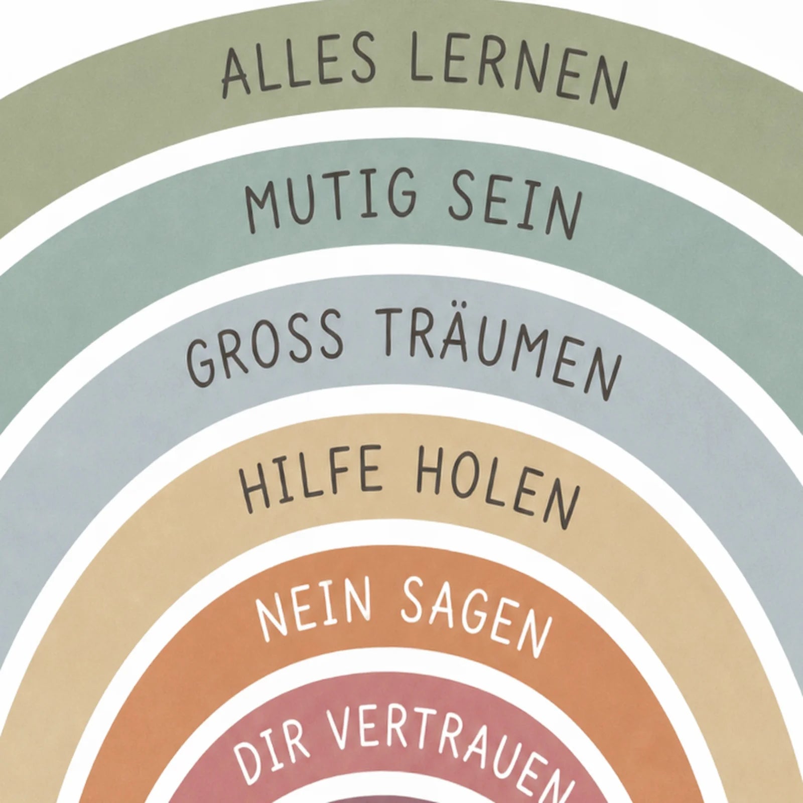 Affirmationsposter Kinderzimmer Regenbogen Du kannst, als Wandbild im Format 30 x 40 cm