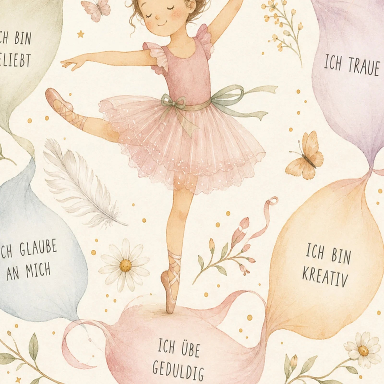 Affirmationsposter Kinderzimmer Tanzende Stärken, als Wandbild im Format 30 x 40 cm