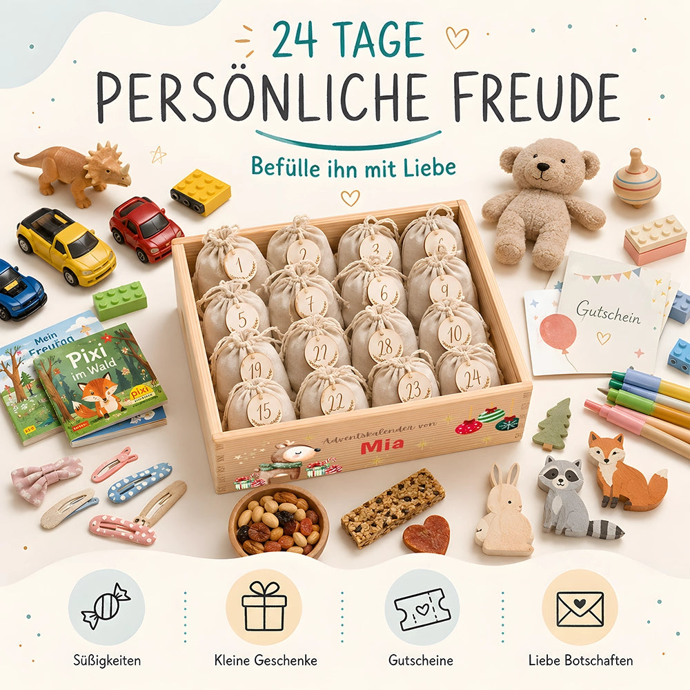 Personalisierter Adventskalender zum Befüllen - Reh mit Geschenken