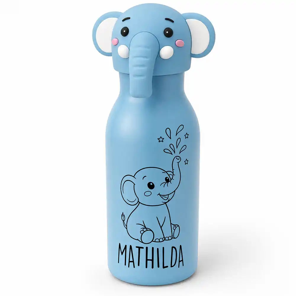 Personalisierte Trinkflasche Kinder Elefant, für Kita und Schule