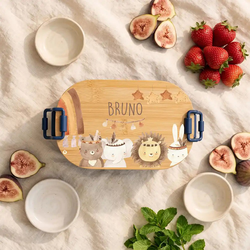 Brotdose Kinder personalisiert Safari Boho