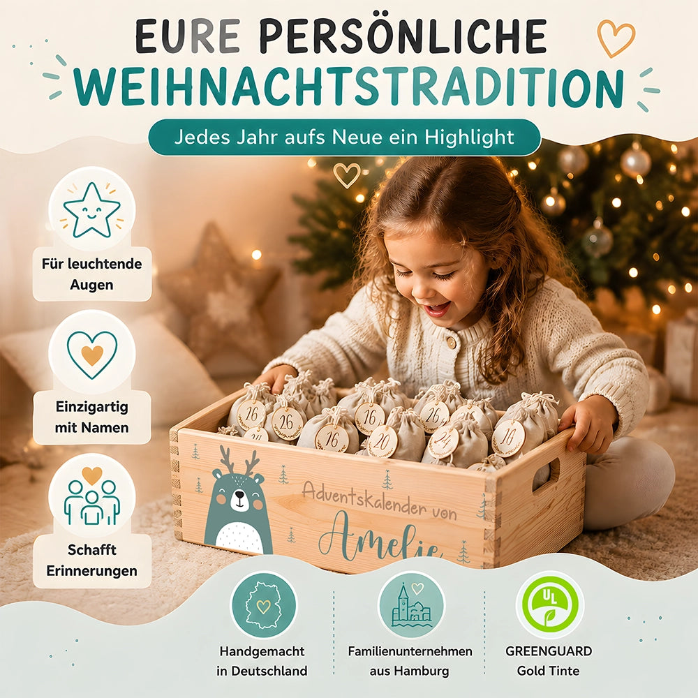 Personalisierter Adventskalender zum Befüllen - Boho Reh