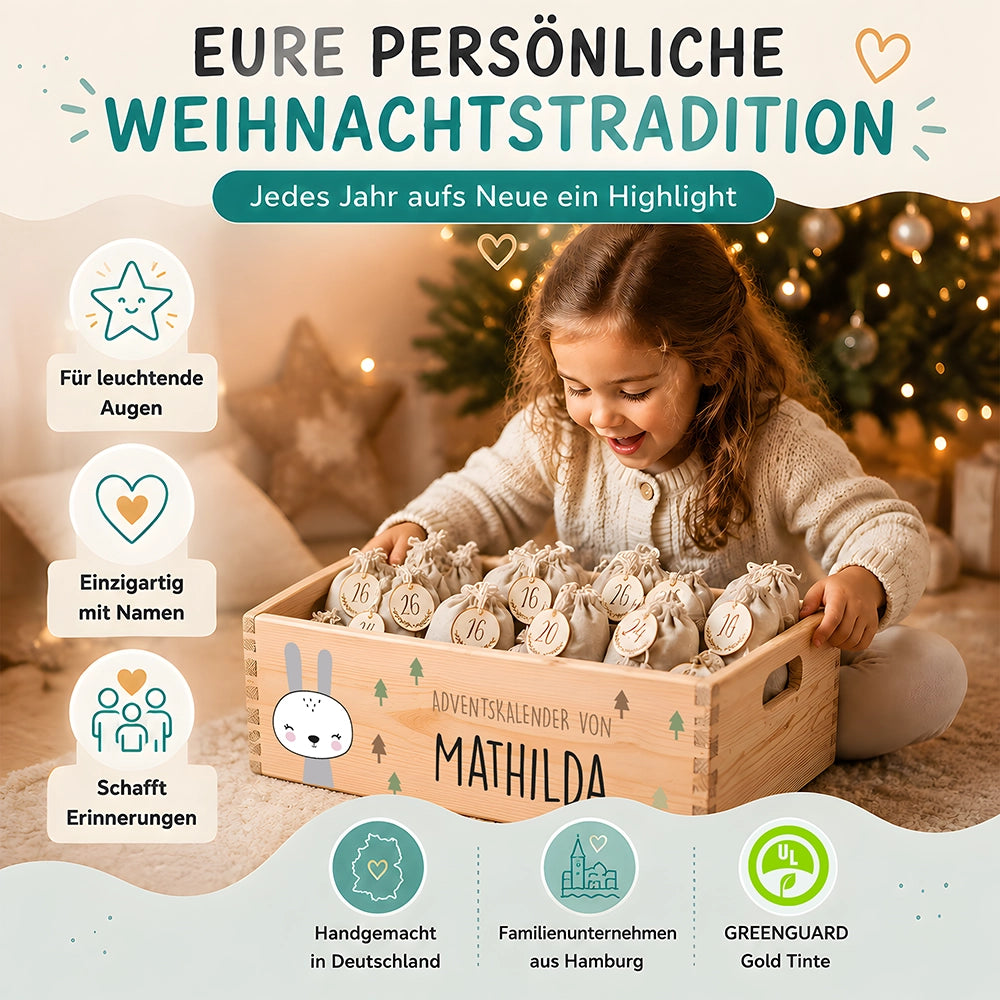 Personalisierter Adventskalender zum Befüllen - Winterhase